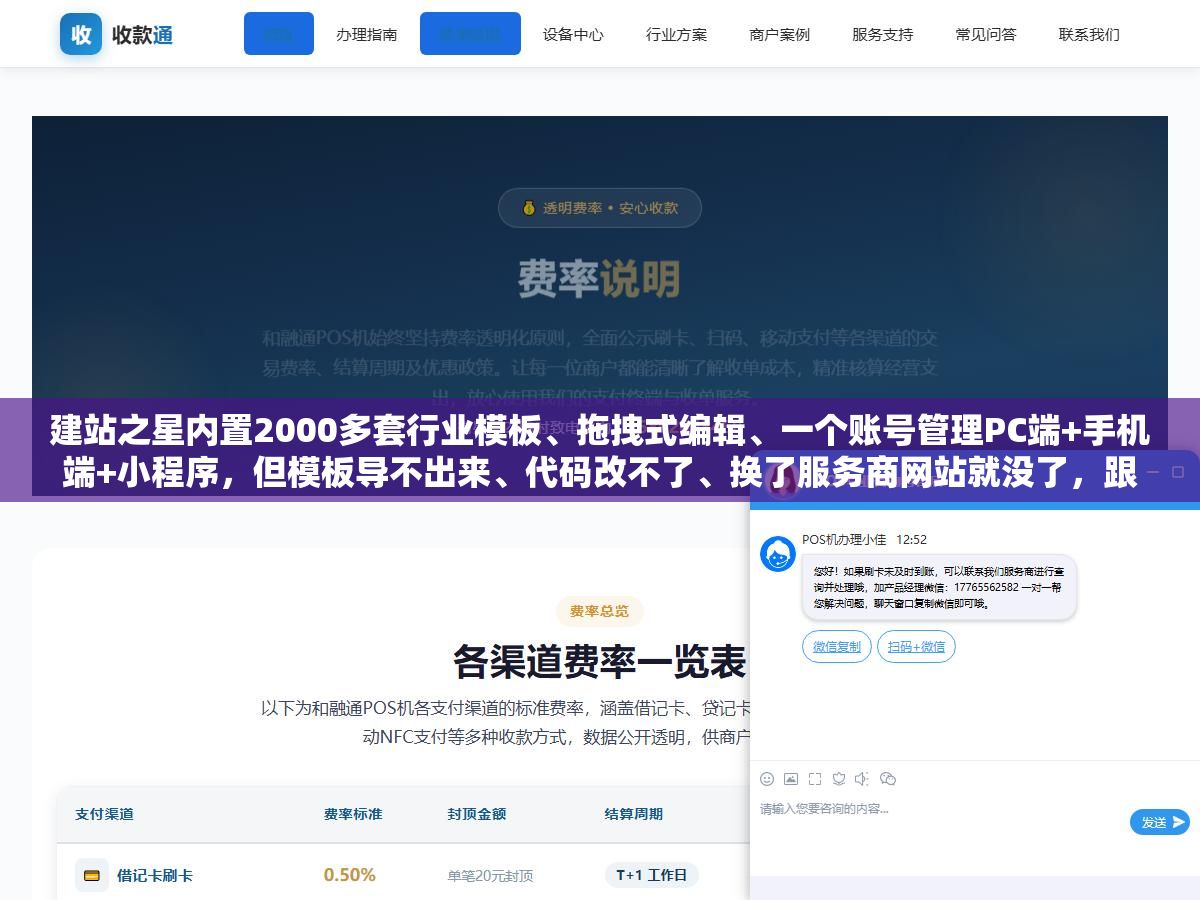 建站之星内置2000多套行业模板、拖拽式编辑、一个账号管理PC端+手机端+小程序,但模板导不出来、代码改不了、换了服务商网站就没了,跟WordPress这种开源的比,一个省心但绑死平台,一个自由但啥都得自己配 2 - 建站之星内置2000多套行业模板、拖拽式编辑、一个账号管理PC端+手机端+小程序,但模板导不出来、代码改不了、换了服务商网站就没了,跟WordPress这种开源的比,一个省心但绑死平台,一个自由但啥都得自己配 - UC建站系统