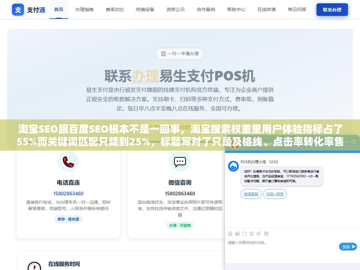 淘宝SEO跟百度SEO根本不是一回事,淘宝搜索权重里用户体验指标占了55%而关键词匹配只降到25%,标题写对了只是及格线、点击率转化率售后体验分这三项数据跑赢同行均值排名才会持续往上走,2026年还盯着堆词改标题的人流量已经被算法甩出去两条街了 1 - 淘宝SEO跟百度SEO根本不是一回事,淘宝搜索权重里用户体验指标占了55%而关键词匹配只降到25%,标题写对了只是及格线、点击率转化率售后体验分这三项数据跑赢同行均值排名才会持续往上走,2026年还盯着堆词改标题的人流量已经被算法甩出去两条街了 - UC建站系统
