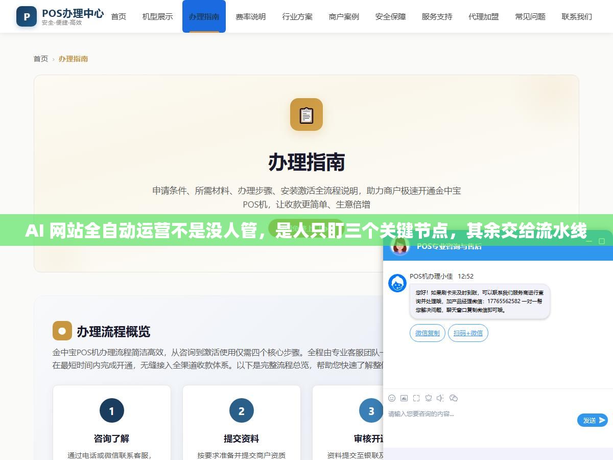 AI 网站全自动运营不是没人管,是人只盯三个关键节点,其余交给流水线 1 - AI 网站全自动运营不是没人管,是人只盯三个关键节点,其余交给流水线 - UC建站系统