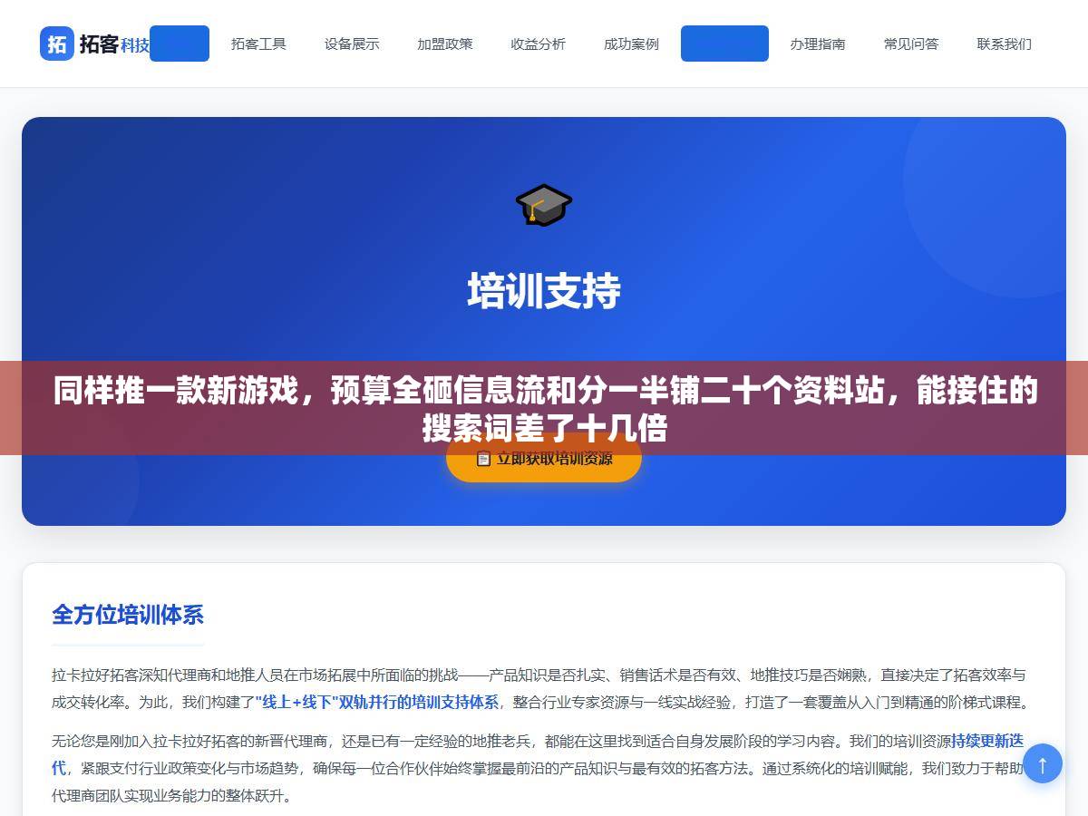 同样推一款新游戏,预算全砸信息流和分一半铺二十个资料站,能接住的搜索词差了十几倍 1 - 同样推一款新游戏,预算全砸信息流和分一半铺二十个资料站,能接住的搜索词差了十几倍 - UC建站系统
